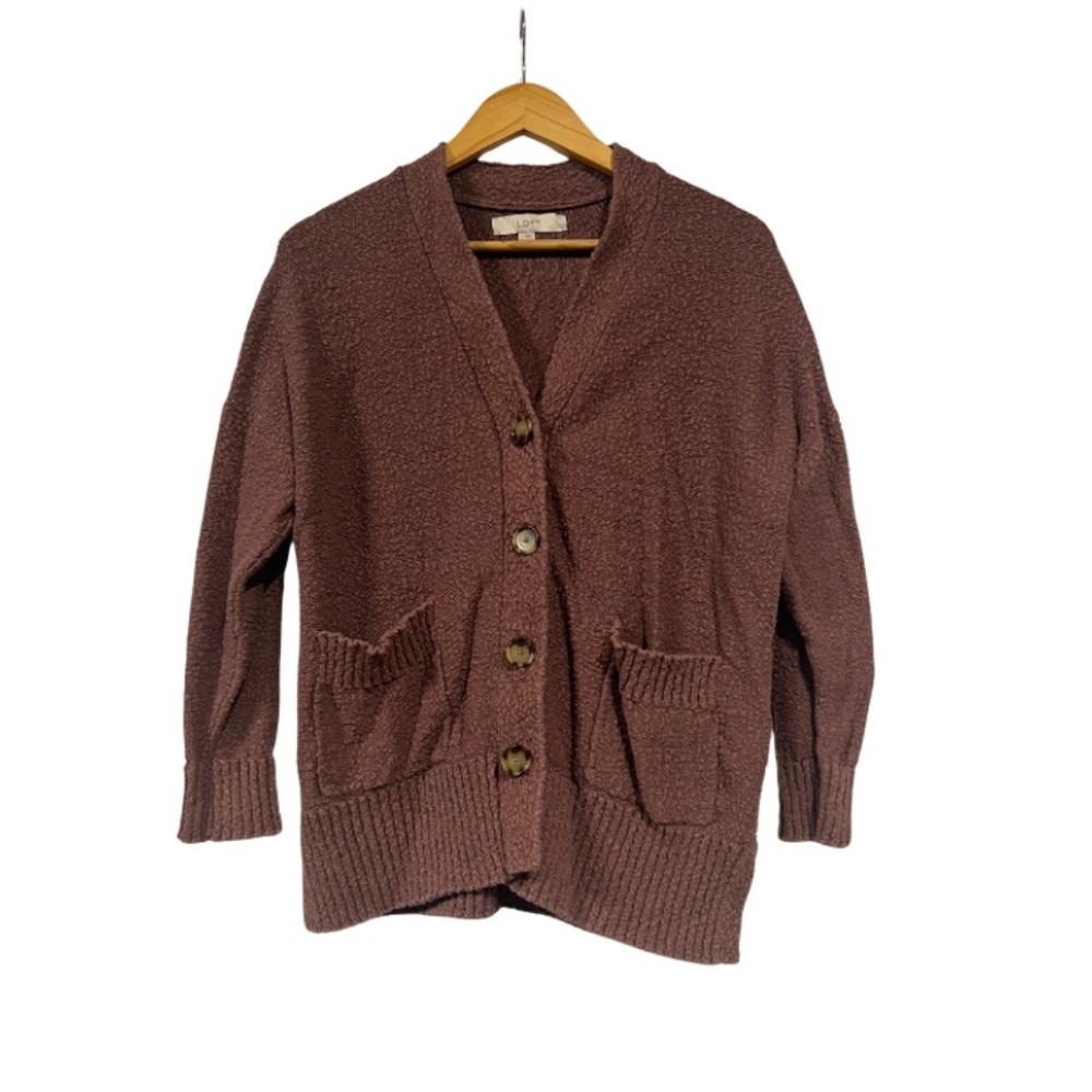 LOFT Brown Textured Cardigan